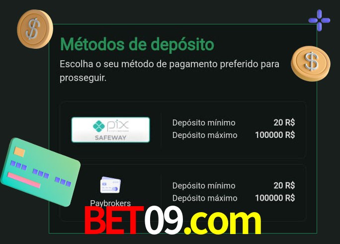 O cassino bet09.com oferece uma grande variedade de métodos de pagamento